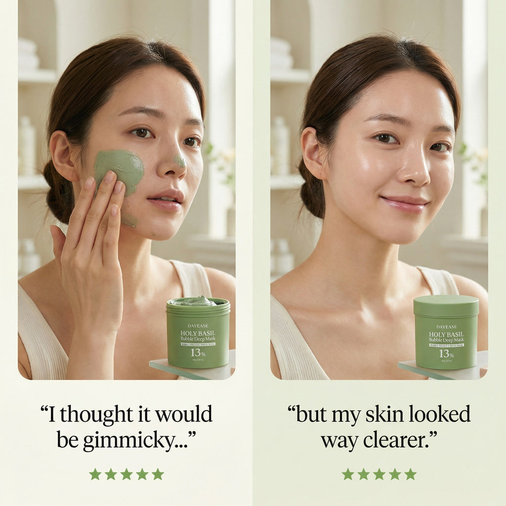 DAYEASE HOLY BASIL MASK - Visibly clearer pores in 3 minutes