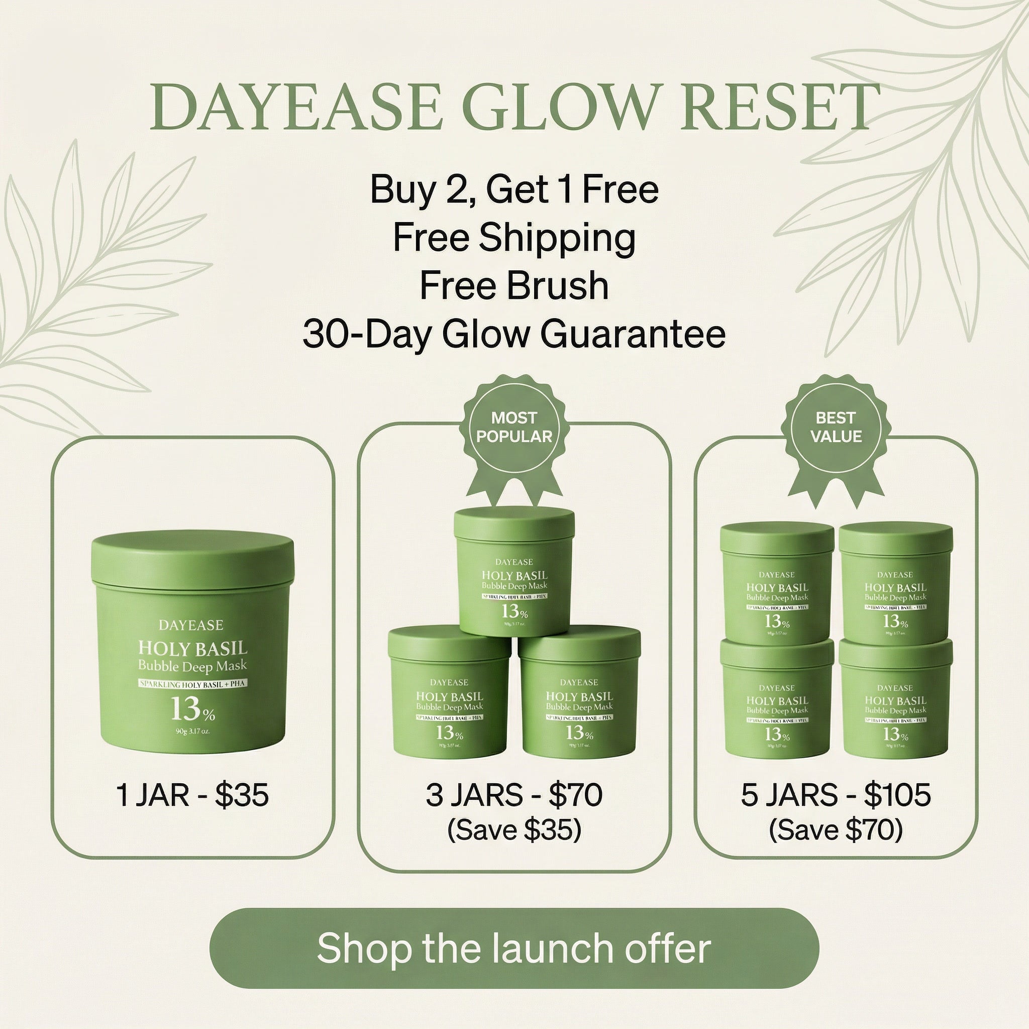 DAYEASE HOLY BASIL MASK - Visibly clearer pores in 3 minutes