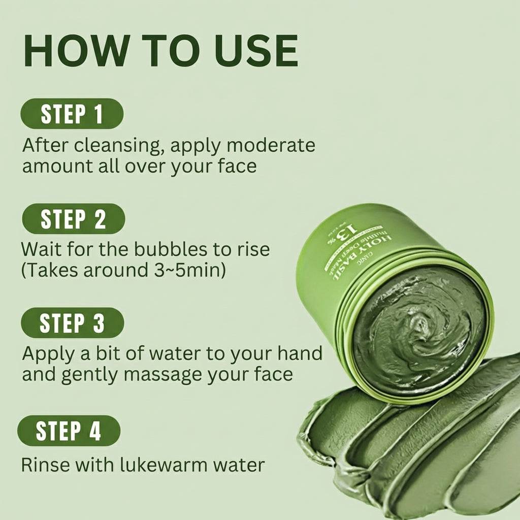 DAYEASE HOLY BASIL MASK - Visibly clearer pores in 3 minutes